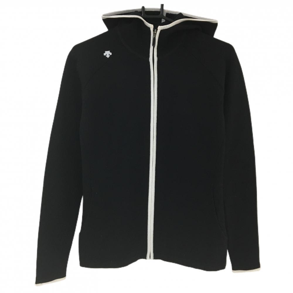 デサントゴルフ ジップパーカー 黒×ライトグレー 胸元ロゴ 裏起毛 中田