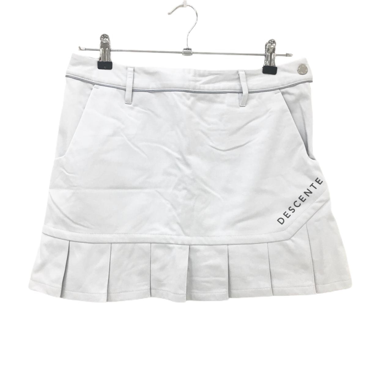 【超美品】デサントゴルフ スカート ライトグレー 裾プリーツ 裏微起毛 中田英寿 レディース 70/O ゴルフウェア DESCENTE