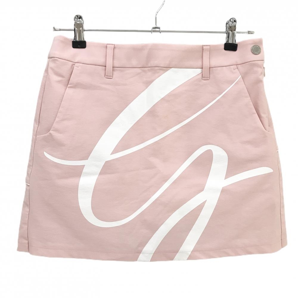 【美品】デサントゴルフ スカート ピンク×白 フロントロゴ ストレッチ 中田英寿  レディース 64/M ゴルフウェア 2023年モデル DESCENTE