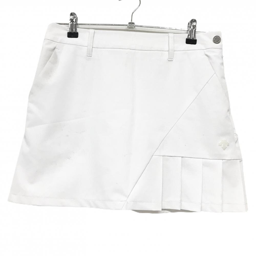 デサントゴルフ スカート 白 サイド裾プリーツ 内側インナーパンツ 中田英寿 レディース 64/M ゴルフウェア DESCENTE