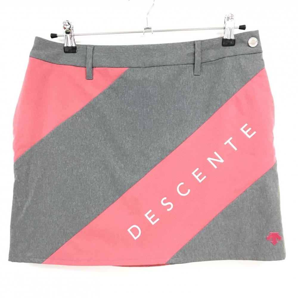 【超美品】デサントゴルフ スカート グレー×ピンク バイカラー 内側インナーパンツ 中田英寿 レディース 70/O ゴルフウェア DESCENTE