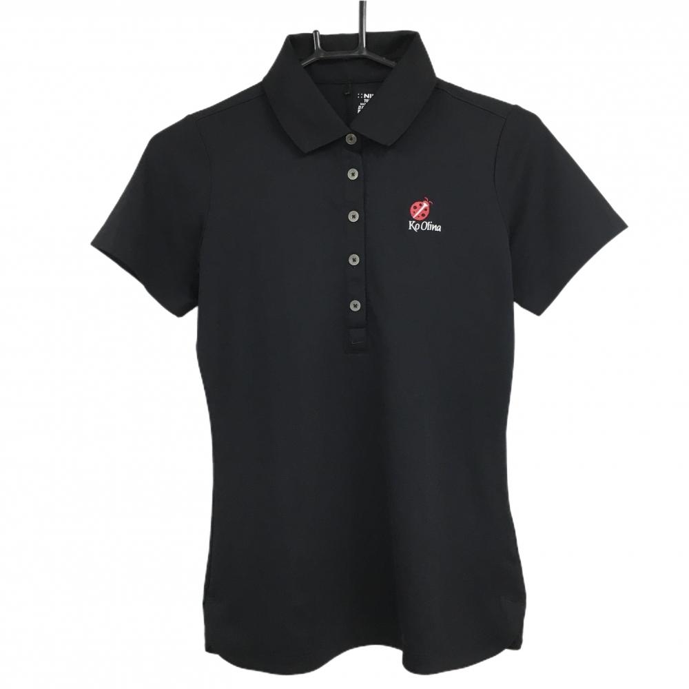 【超美品】ナイキゴルフ 半袖ポロシャツ 黒 胸ロゴ Ko Olina  レディース XS ゴルフウェア NIKE