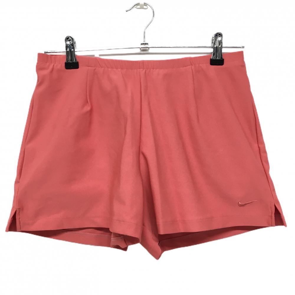 【美品】ナイキ ショートパンツ レッド ロゴ刺しゅう 内側インナーパンツ ストレッチ DRI-FIT レディース S ゴルフウェア NIKE