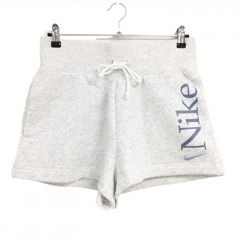 【超美品】ナイキ ショートパンツ 杢ライトグレー ビッグロゴ 裏起毛  レディース LGG ゴルフウェア NIKE