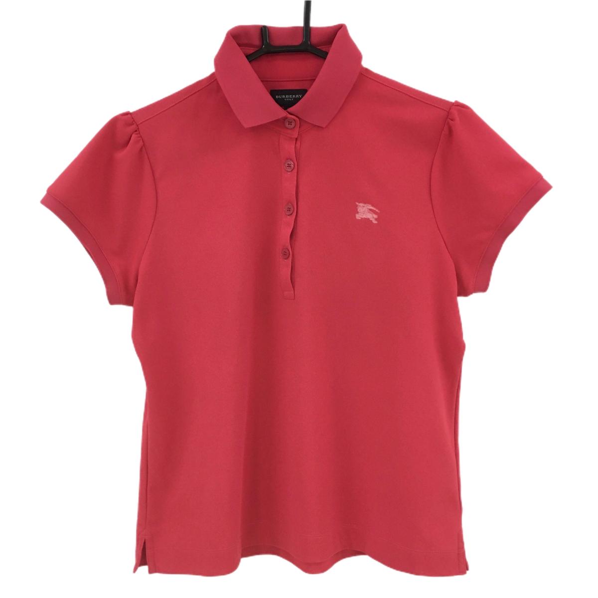 バーバリーゴルフ 半袖ポロシャツ レッド パフスリーブ  レディース 3(L) ゴルフウェア BURBERRY GOLF