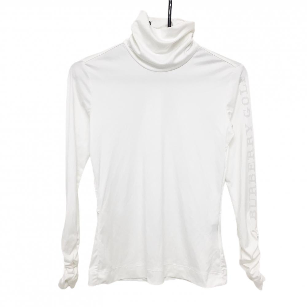 【超美品】バーバリーゴルフ ハイネックインナーシャツ 白 袖ロゴ  レディース 1(S) ゴルフウェア BURBERRY GOLF