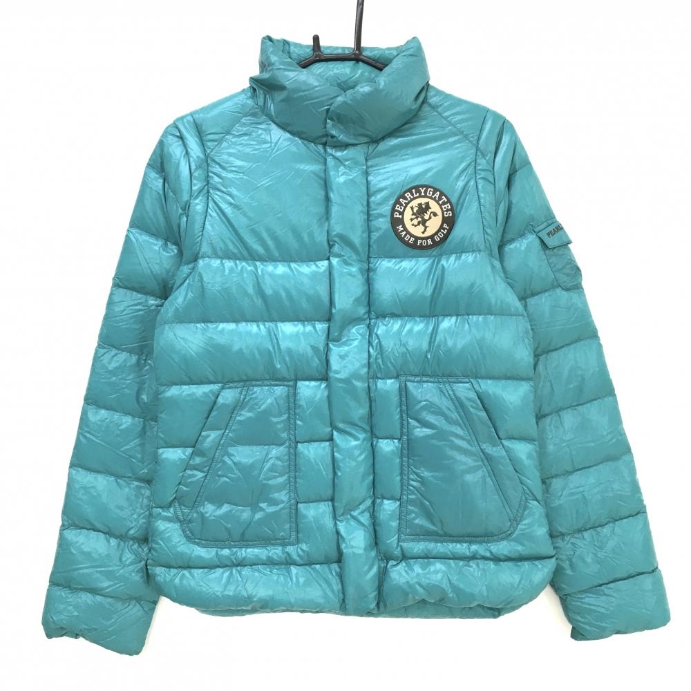 美品】パーリーゲイツ 2WAYダウンジャケット ブルーグリーン 袖着脱可