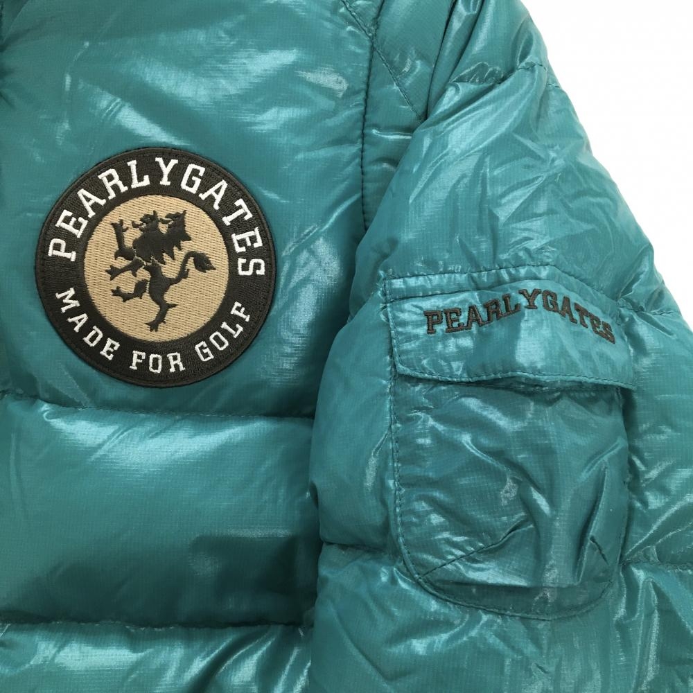 PEARLY GATES 袖がとれるダウンジャケット　収納ケース付き　4 美品】パーリーゲイツ 2WAYダウンジャケット ブルーグリーン 袖着脱可