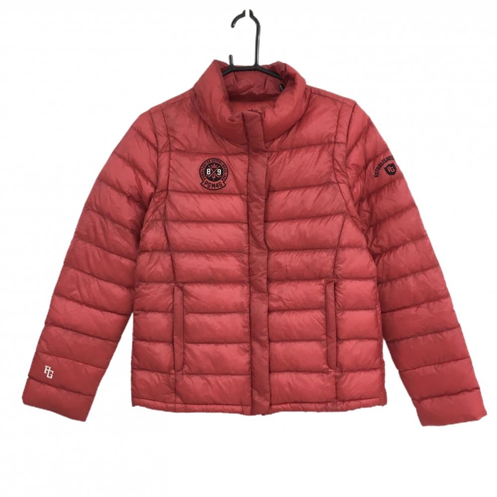 パーリーゲイツ 2WAYダウンジャケット レッド バックロゴ 袖着脱可 収納袋  レディース 1(M) ゴルフウェア PEARLY GATES
