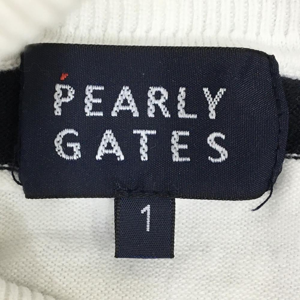 美品】パーリーゲイツ タートルネックセーター 白×ダークネイビー  