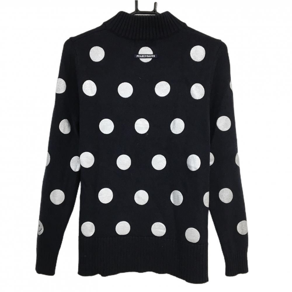 超美品】パーリーゲイツ ハイネックセーター ネイビー×シルバー