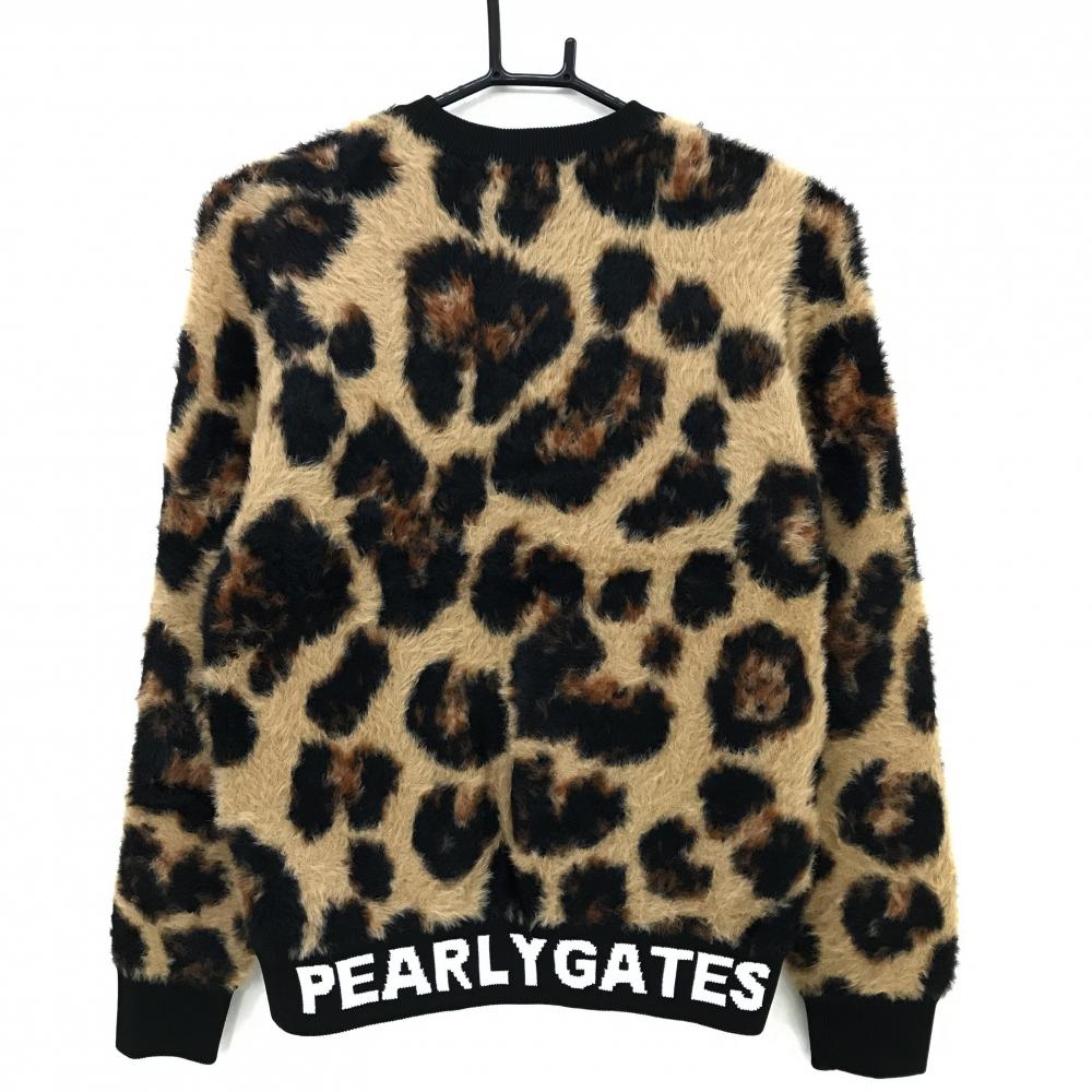 PEARLY GATES 光栓34レオパード柄セーター6/XL 黒 新品タグ付き 超美品】パーリーゲイツ セーター ベージュ×黒 レオパード ニット