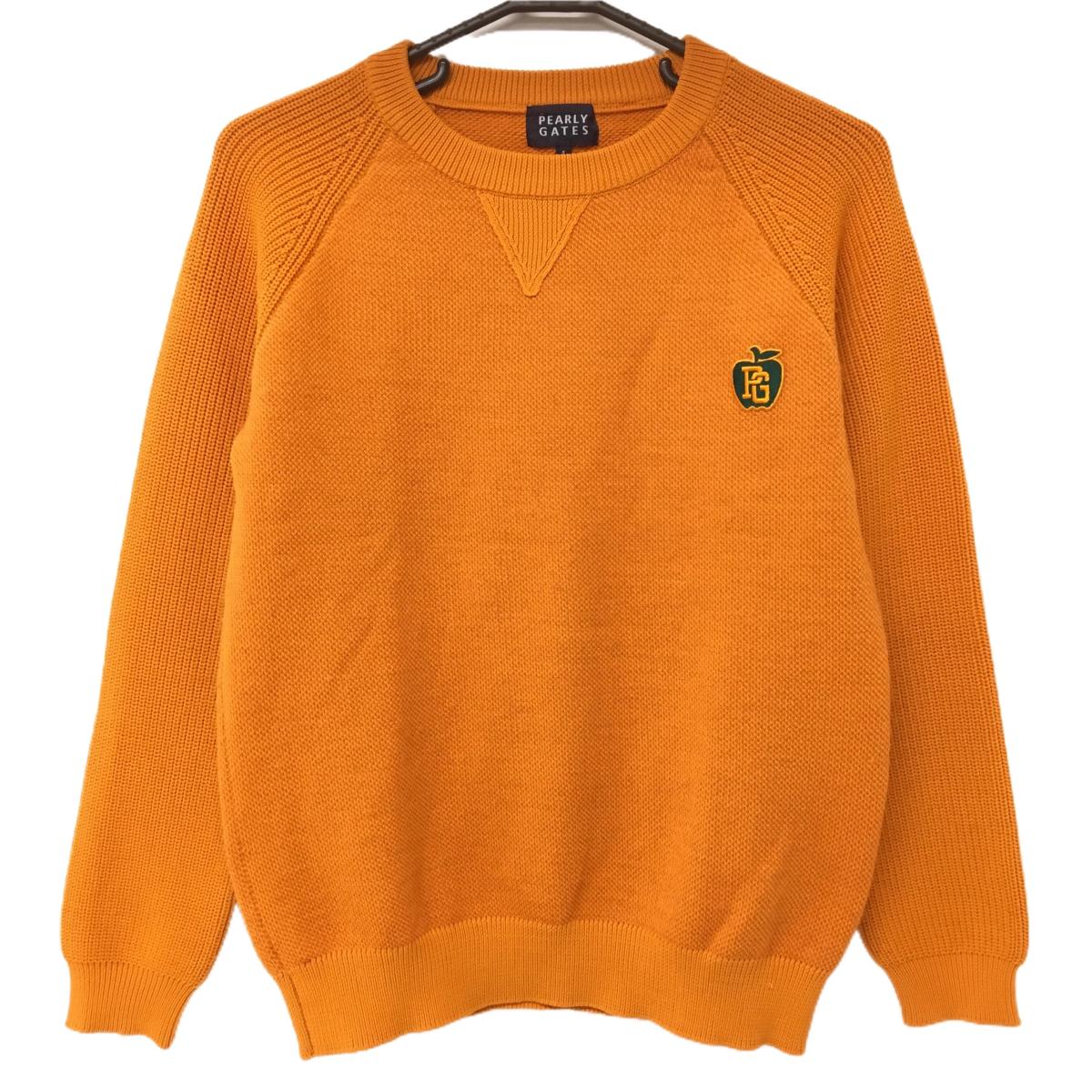 【超美品】パーリーゲイツ セーター オレンジ 身頃モヘヤ混 ニット  レディース 1(M) ゴルフウェア PEARLY GATES