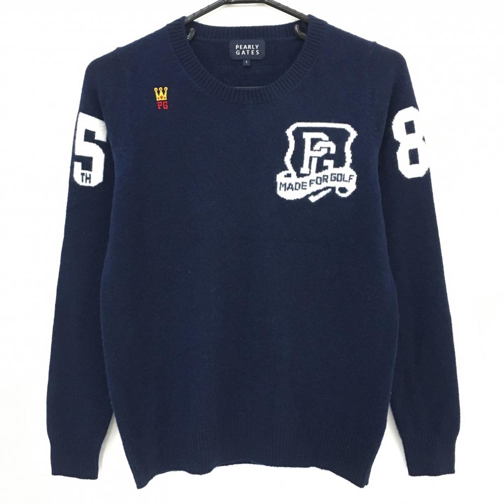 美品】パーリーゲイツ セーター ネイビー×白 カシミヤ100％ ニット 25