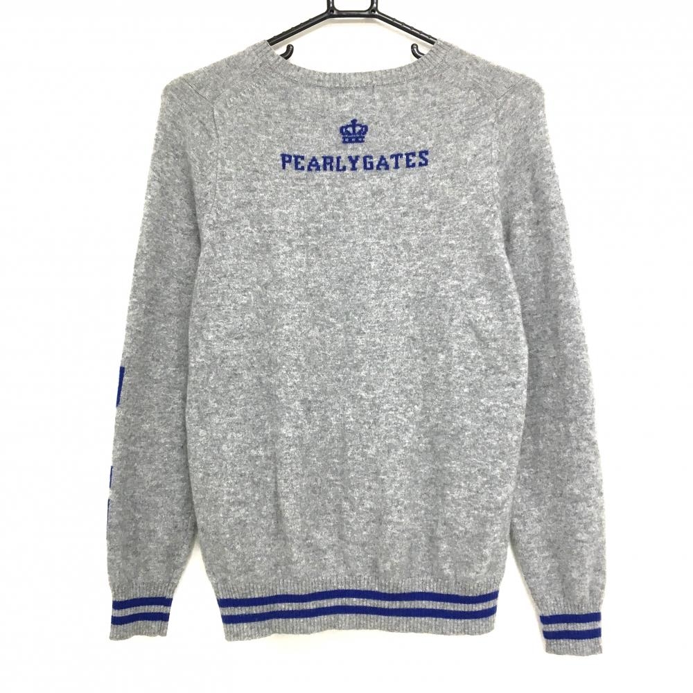 超美品】パーリーゲイツ セーター グレー カシミヤ 袖口・裾ライン  
