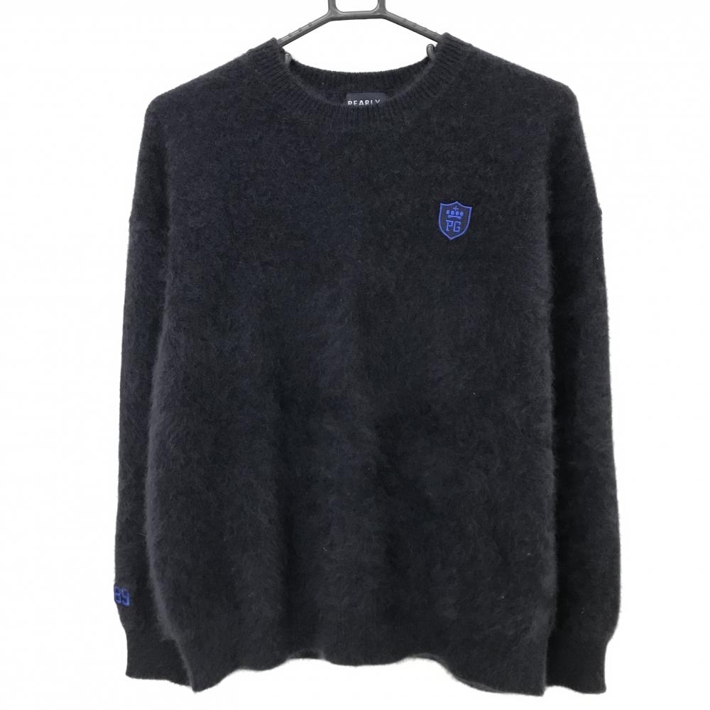 超美品】パーリーゲイツ セーター ネイビー バックロゴ白 ウール混  