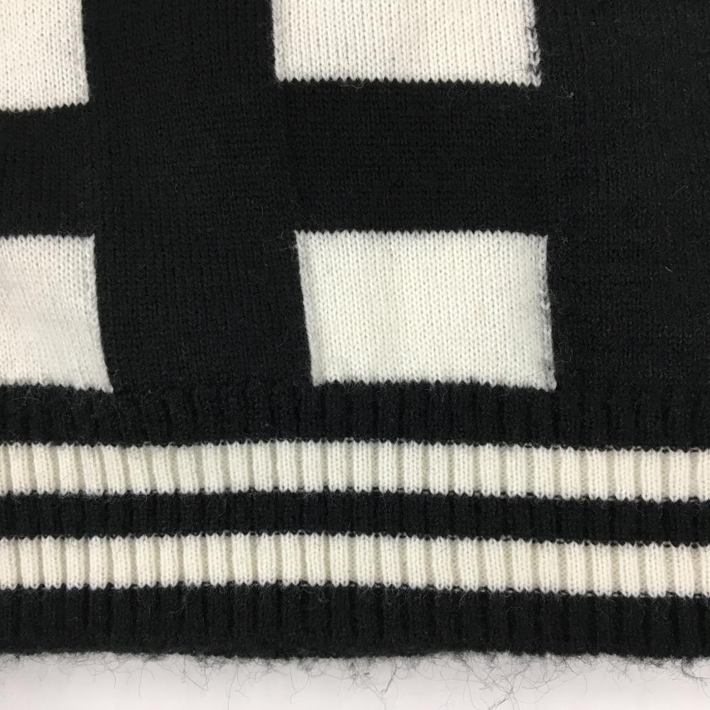 美品】パーリーゲイツ ハイネックセーター 白×黒 チェック ニット 羊毛