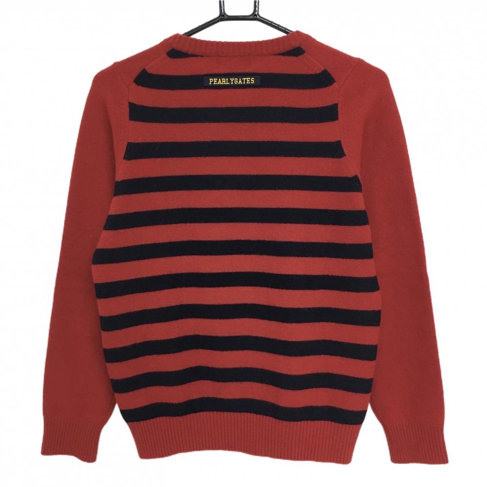 美品】パーリーゲイツ セーター レッド×ネイビー 背面ボーダー
