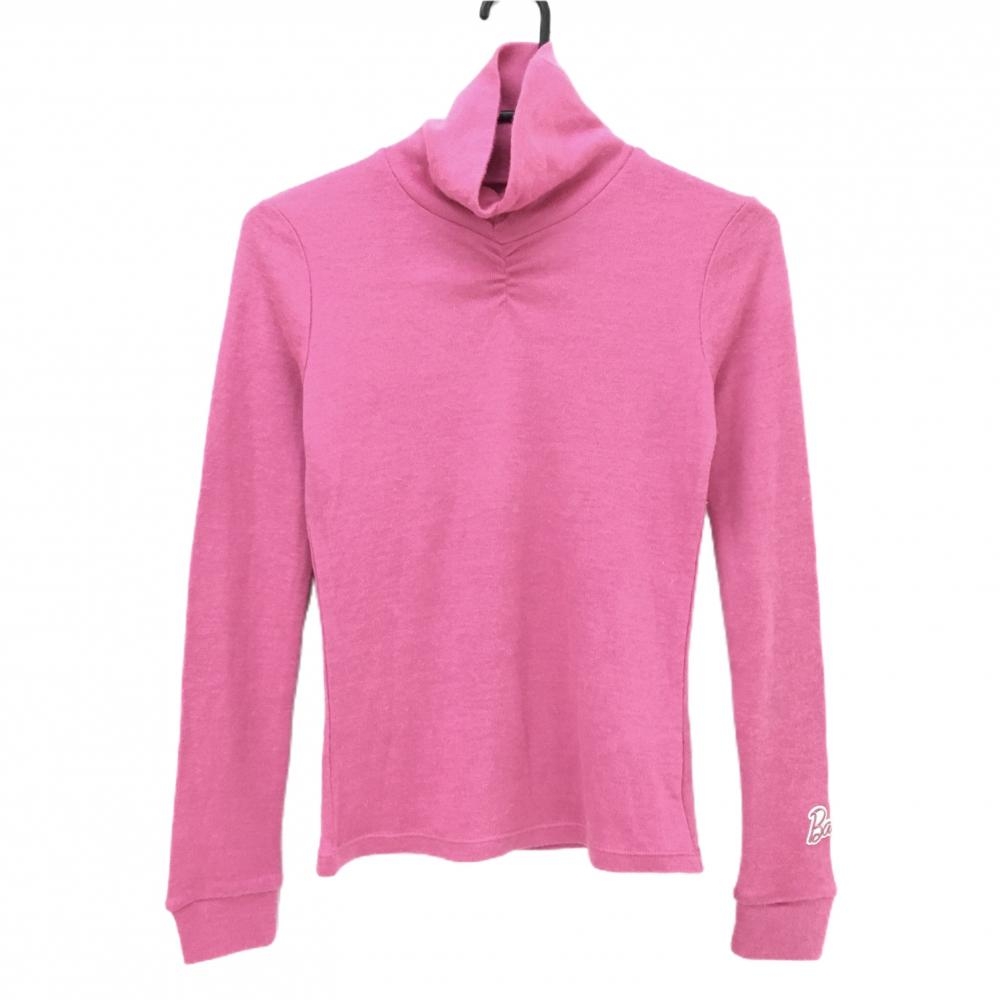 【新品】バービーゴルフバイパーリーゲイツ ハイネックセーター ピンク 袖ワッペン  レディース 0(S) ゴルフウェア PEARLY GATES