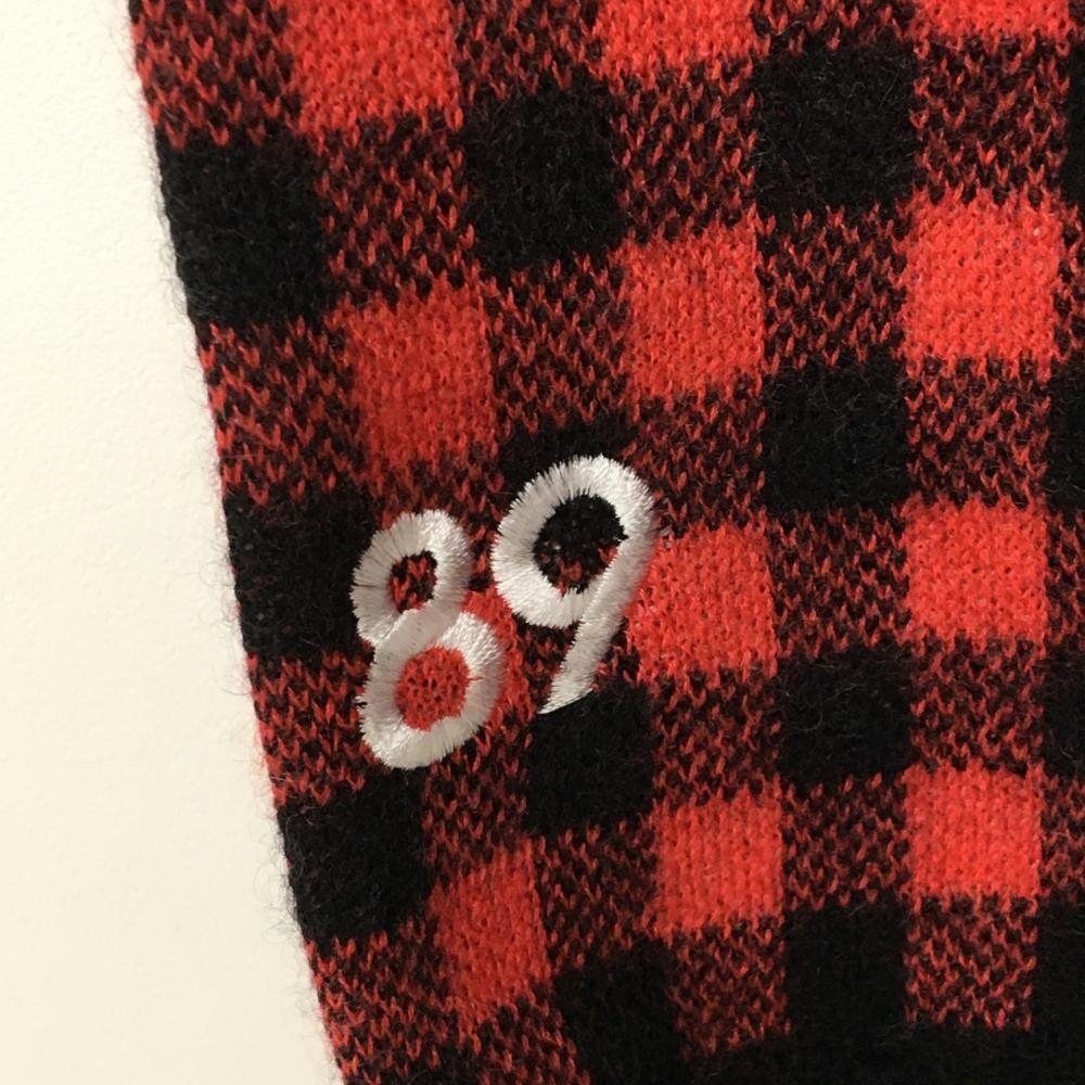 新品】パーリーゲイツ セーター ピンクレッド系×黒 チェック カシミヤ