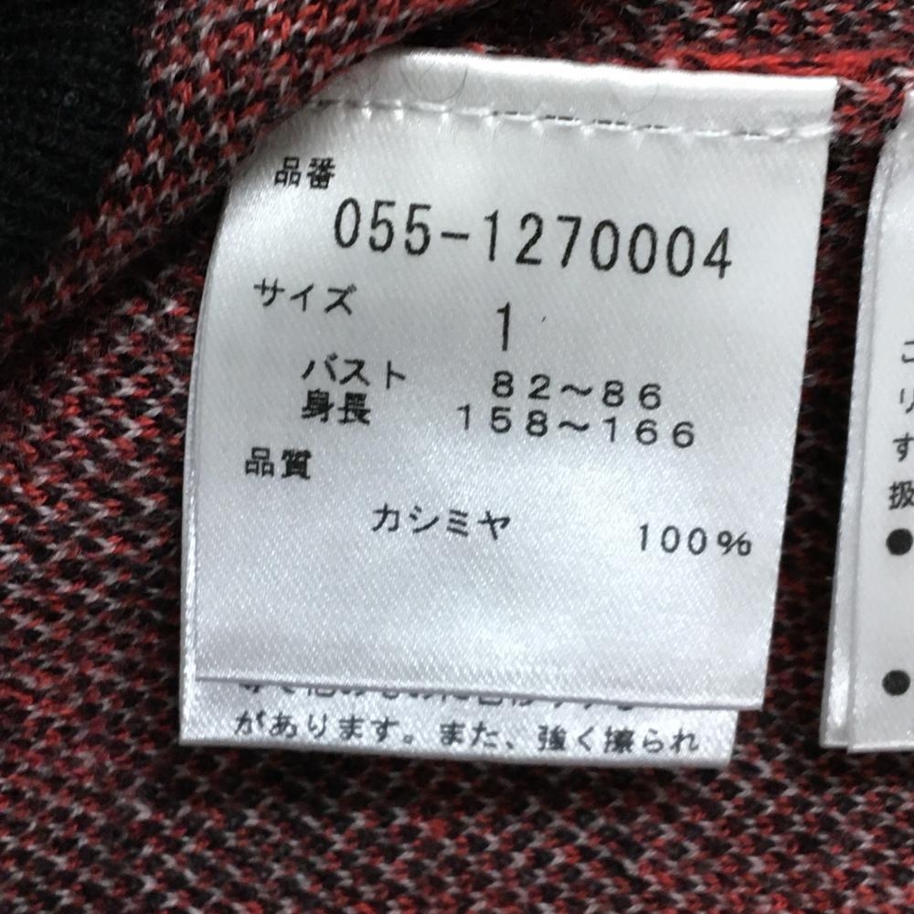 新品】パーリーゲイツ セーター ピンクレッド系×黒 チェック カシミヤ