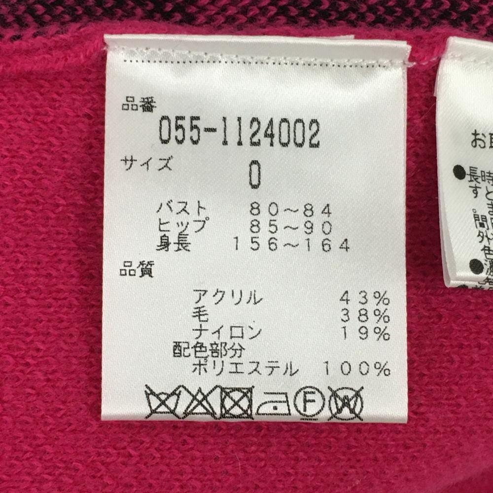 美品】パーリーゲイツ ニットワンピース ピンク×ネイビー フード付