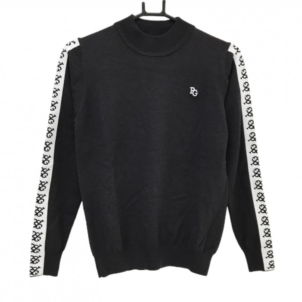 パーリーゲイツ セーター 黒×白 袖ロゴライン レディース 1(M) ゴルフ