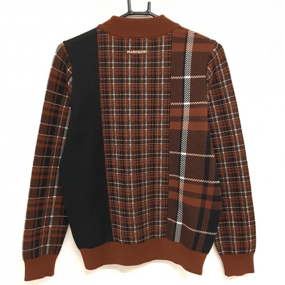 パーリーゲイツ ニットセーター チェック ブラックウォッチ 茶色 ブラウン パーリーゲイツ ニットセーター チェック ブラックウォッチ 茶色