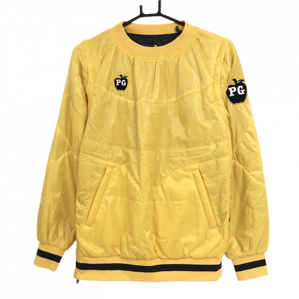 【美品】パーリーゲイツ 4WAY中綿リバーシブルスニード オレンジイエロー 裏ネイビー アップル レディース 1(M) ゴルフウェア PEARLY GATES
