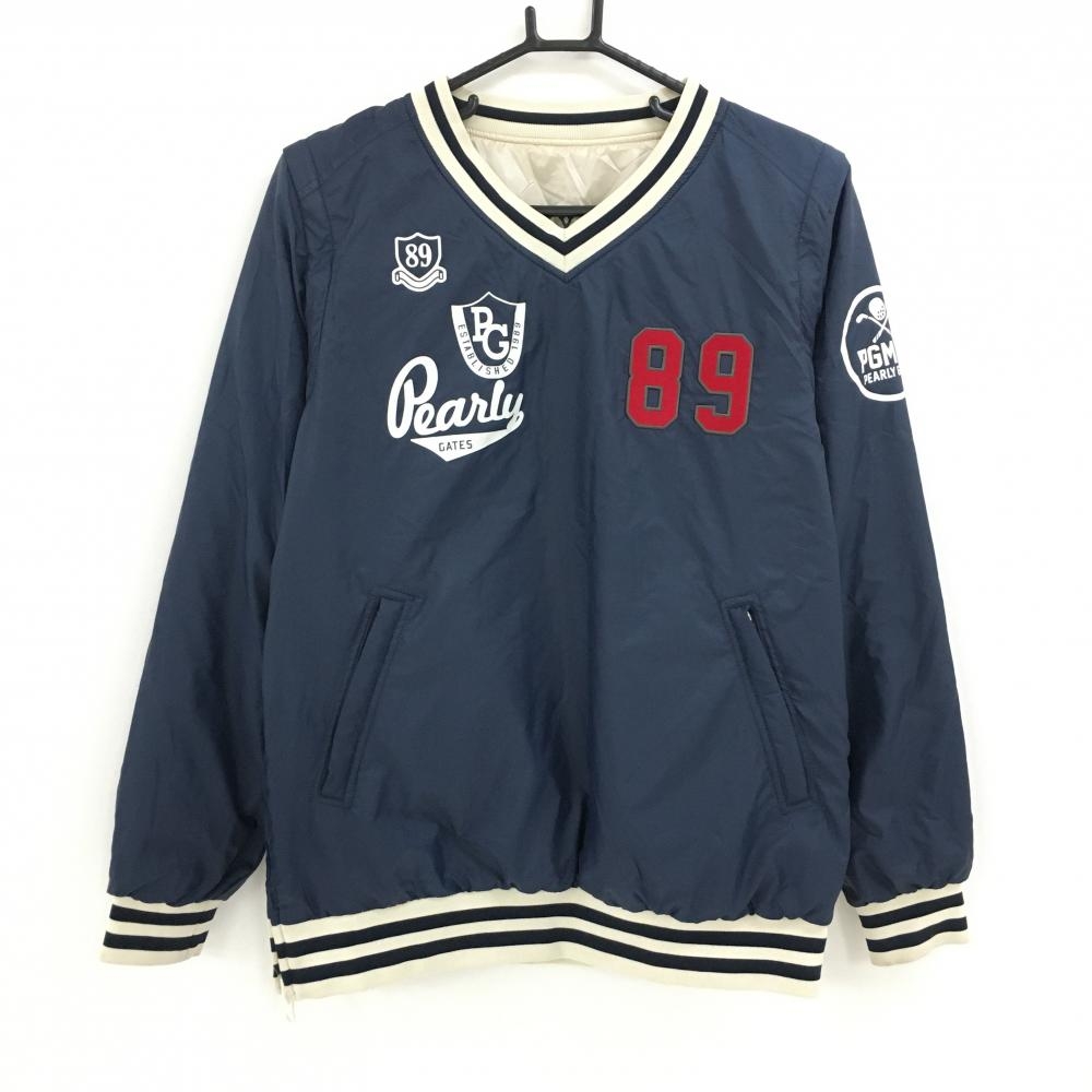 パーリーゲイツ 4WAY中綿リバーシブルスニード ネイビー 裏ベージュ 袖着脱可 ブルゾン レディース 2(L) ゴルフウェア PEARLY GATES