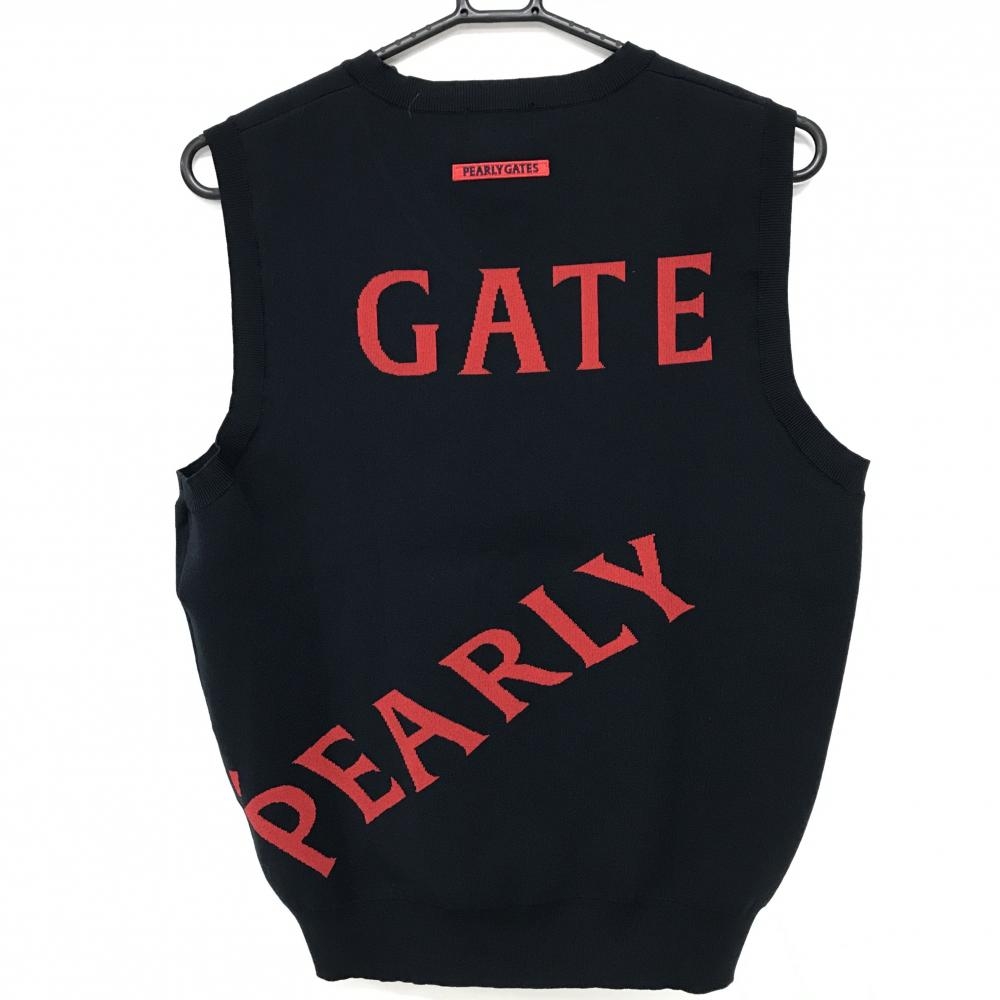 新品】パーリーゲイツ ニットベスト ネイビー×レッド ビッグロゴ