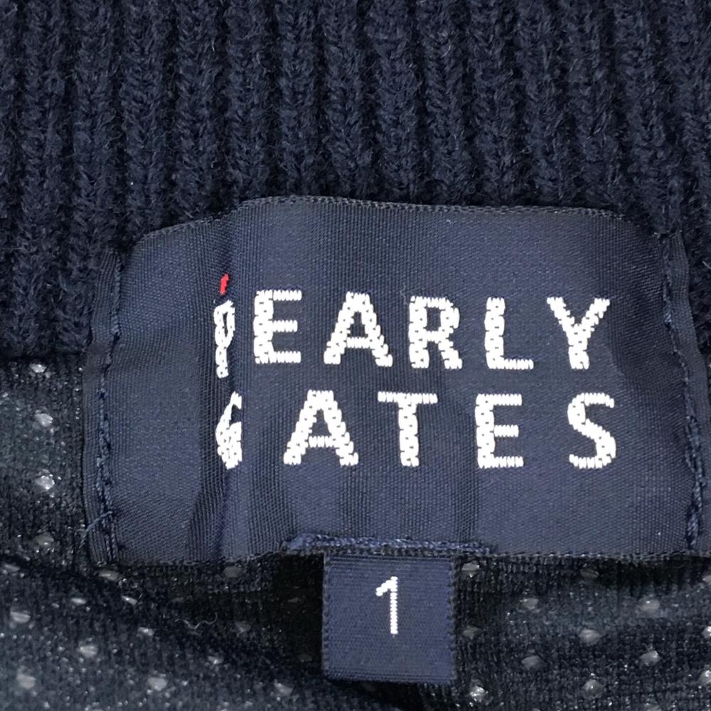 美品】パーリーゲイツ ニットジャケット ネイビー×白 ウール混 裏地