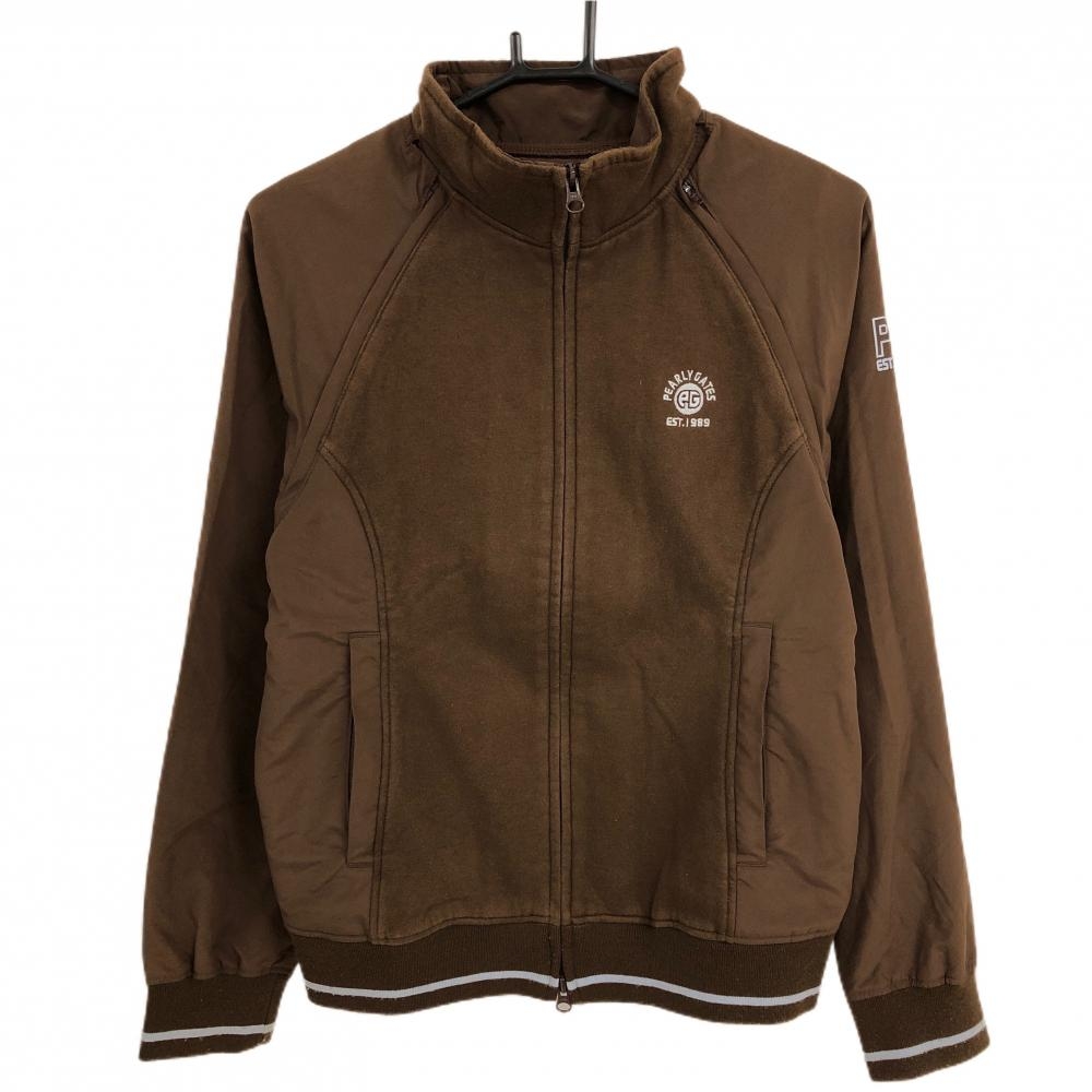 パーリーゲイツ 2WAYジャケット ブラウン 裏起毛 袖異素材 袖着脱可 レディース 2(L) ゴルフウェア PEARLY GATES