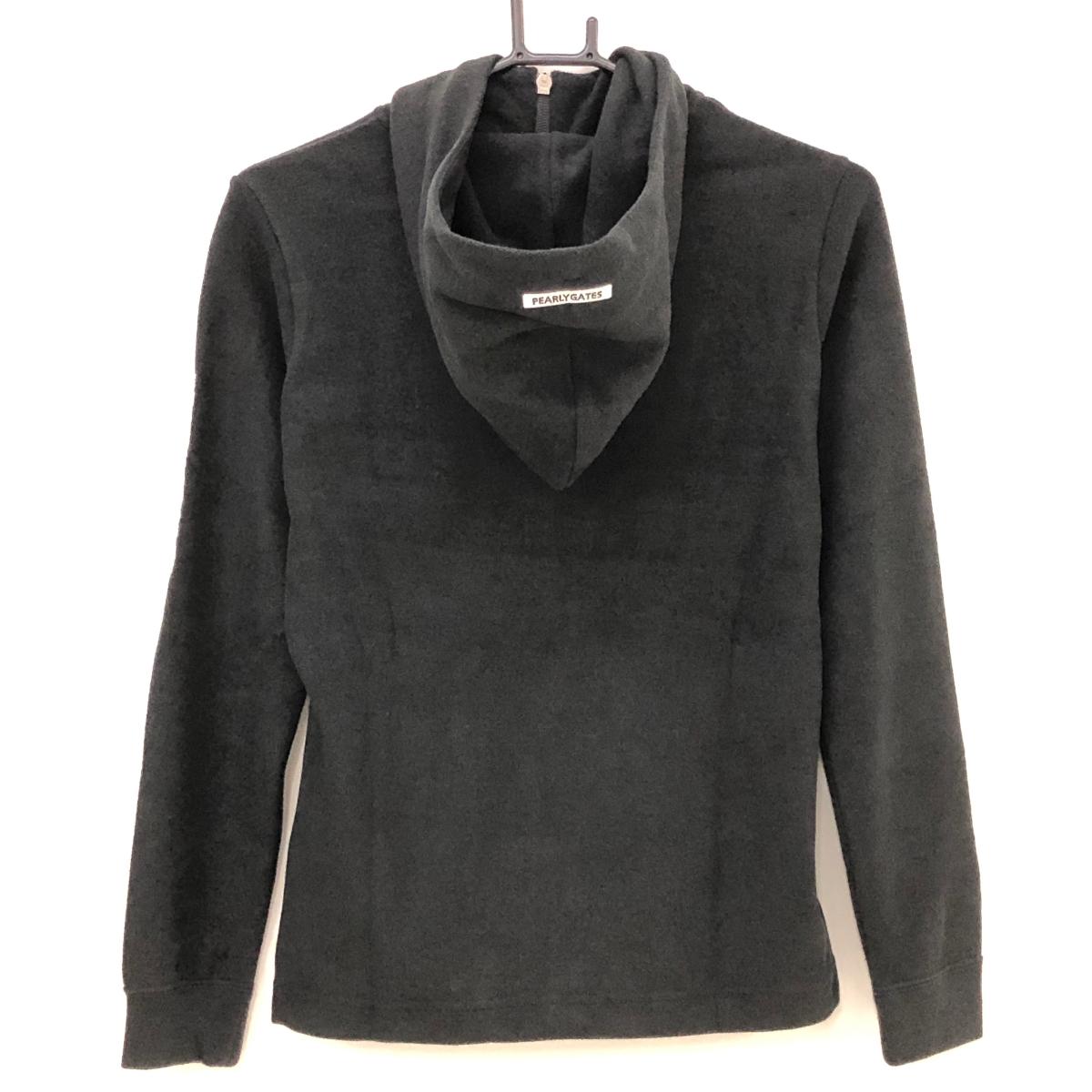 新品】パーリーゲイツ ジップパーカー 黒 ロゴ刺しゅう 表微起毛  