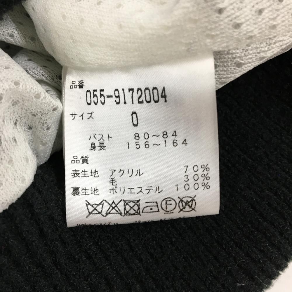 美品】パーリーゲイツ ニットジャケット 白×黒 ウール混 メッシュ裏地  