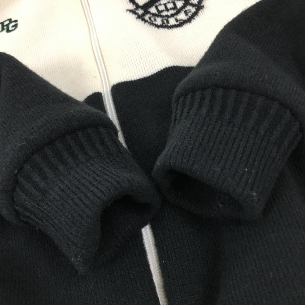 美品】パーリーゲイツ ニットジャケット 白×黒 ウール混 メッシュ裏地  