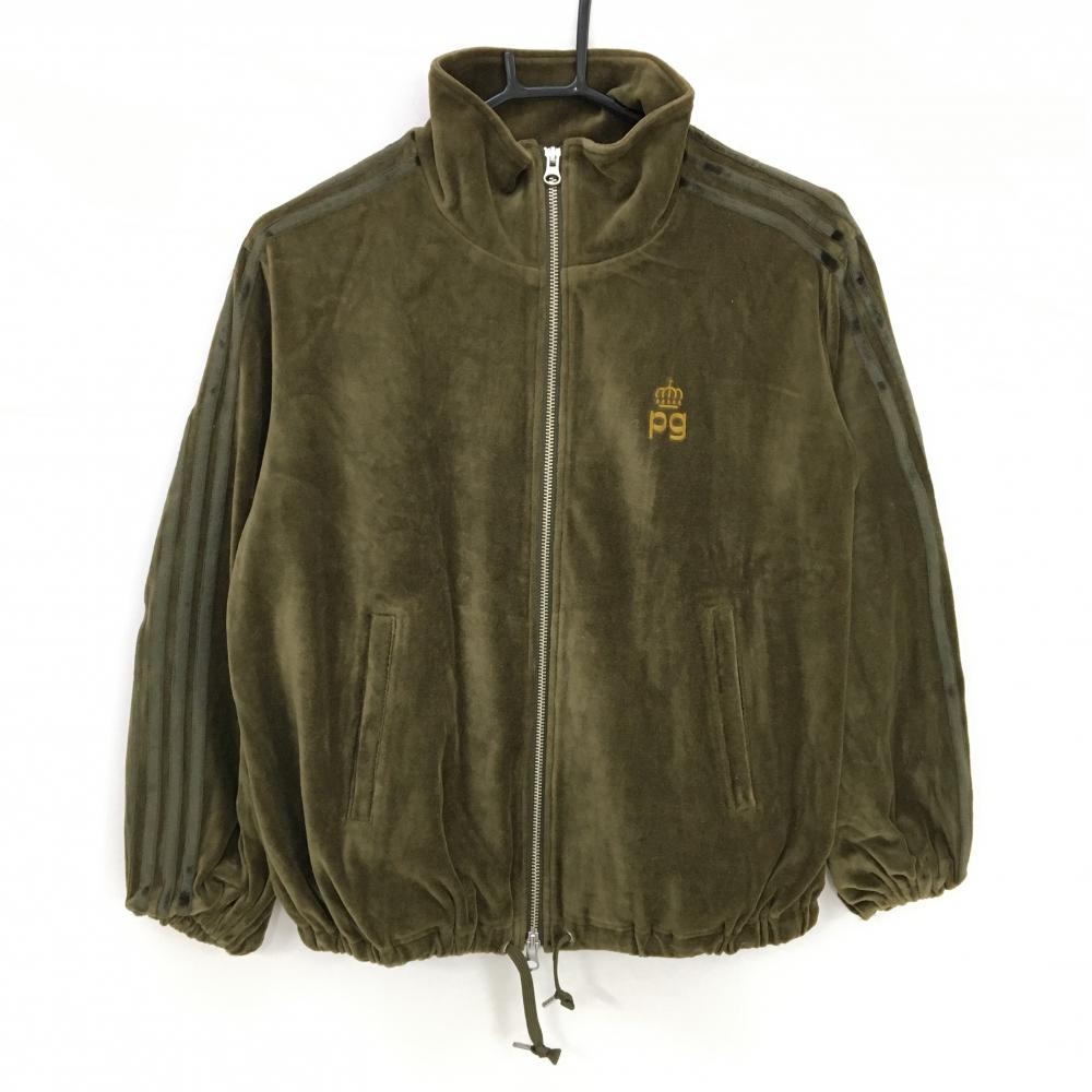【美品】パーリーゲイツ ジャケットブルゾン カーキ 起毛 袖3ライン レディース 0(S) ゴルフウェア PEARLY GATES