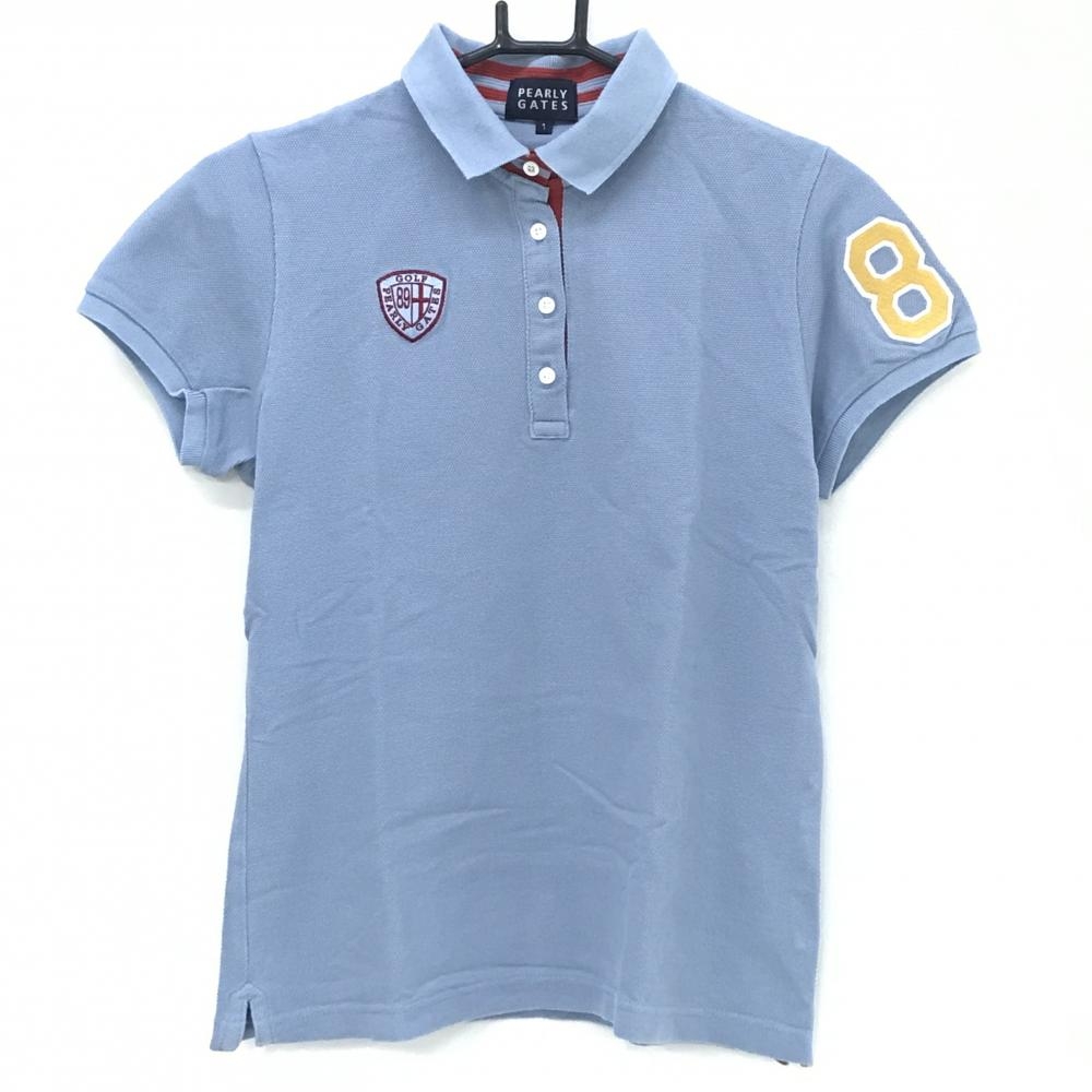 パーリーゲイツ 半袖ポロシャツ ブルーグレー レディース 1(M) ゴルフウェア PEARLY GATES