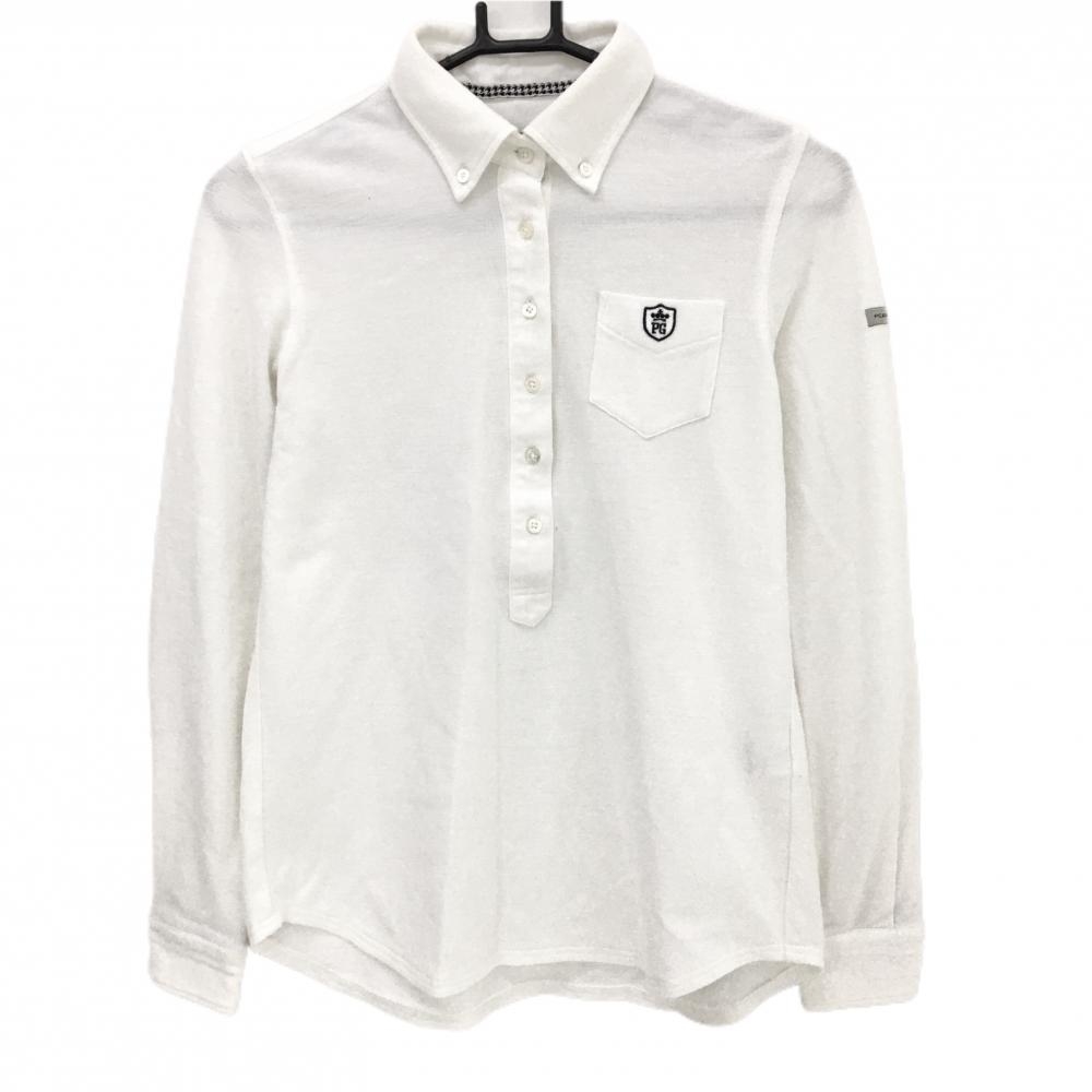 パーリーゲイツ 長袖ポロシャツ 白系 胸ポケット ボタンダウン レディース 1(M) ゴルフウェア PEARLY GATES