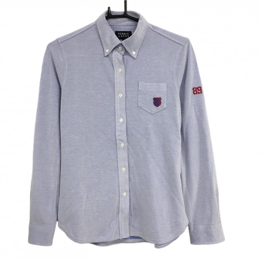 パーリーゲイツ 長袖シャツ ライトブルー系 ボタンダウン 胸ポケット レディース 1(M) ゴルフウェア PEARLY GATES