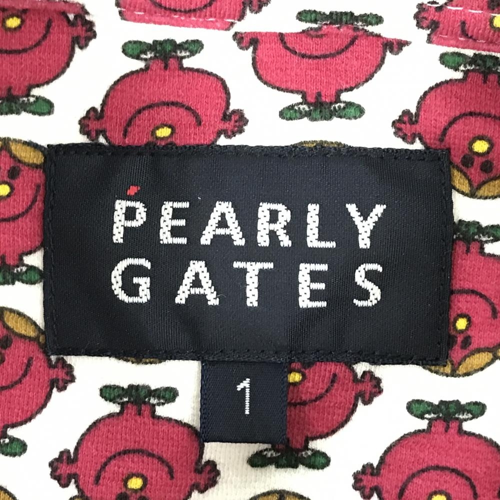 超美品】パーリーゲイツ 長袖シャツ 白×ボルドー MR.MEN LITTLE MISS