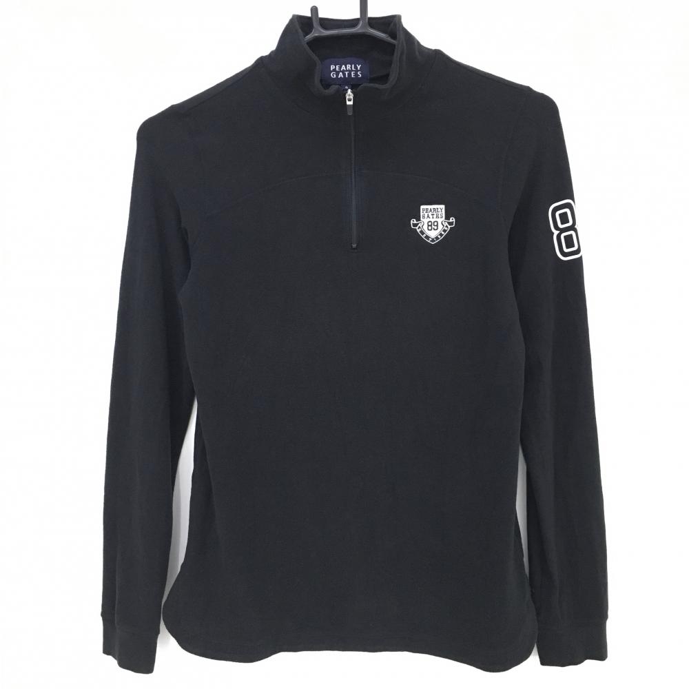 美品】パーリーゲイツ 長袖ハイネックシャツ ネイビー×白 微起毛