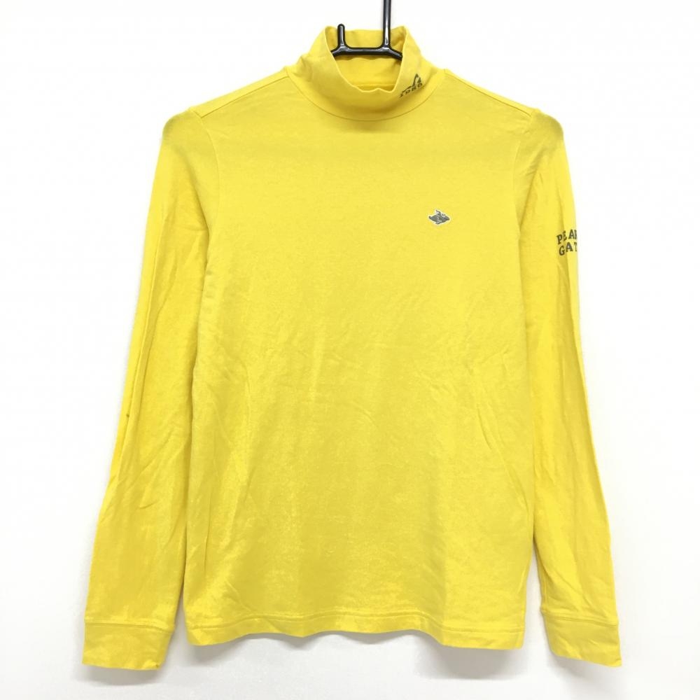 【美品】パーリーゲイツ 長袖ハイネックシャツ イエロー ネックロゴ  レディース 1(M) ゴルフウェア PEARLY GATES