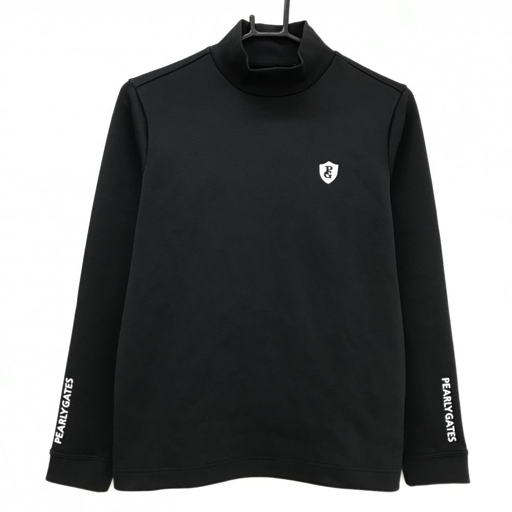 パーリーゲイツ 長袖ハイネックシャツ 黒 ロゴ刺しゅう 袖・裾糸引き レディース 2(L) ゴルフウェア PEARLY GATES