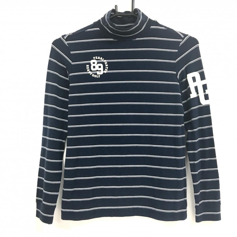 パーリーゲイツ 長袖ハイネックシャツ ネイビー×白 ボーダー