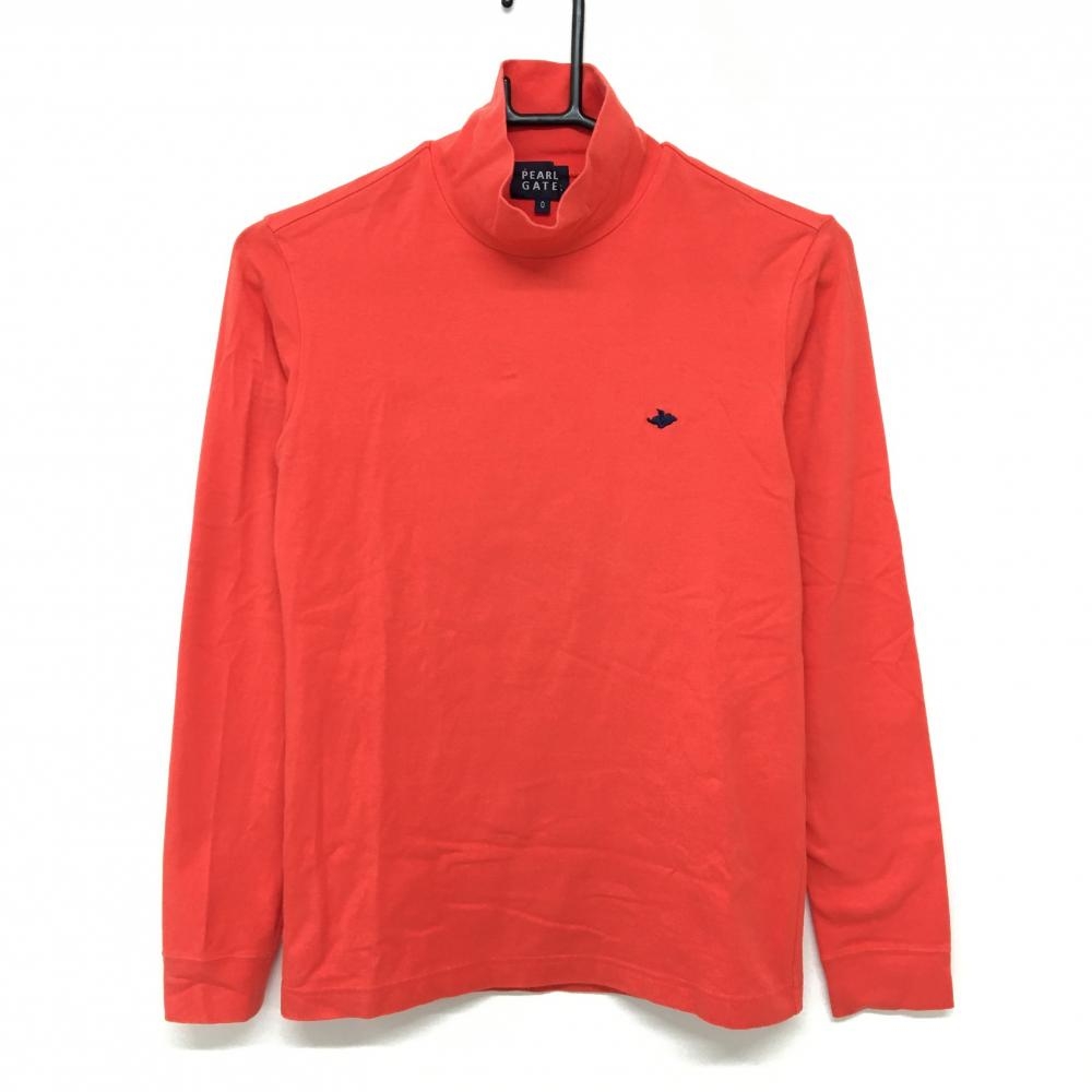 パーリーゲイツ 長袖ハイネックシャツ レッドオレンジ ストレッチ ロゴ刺しゅう  レディース 0(S) ゴルフウェア PEARLY GATES