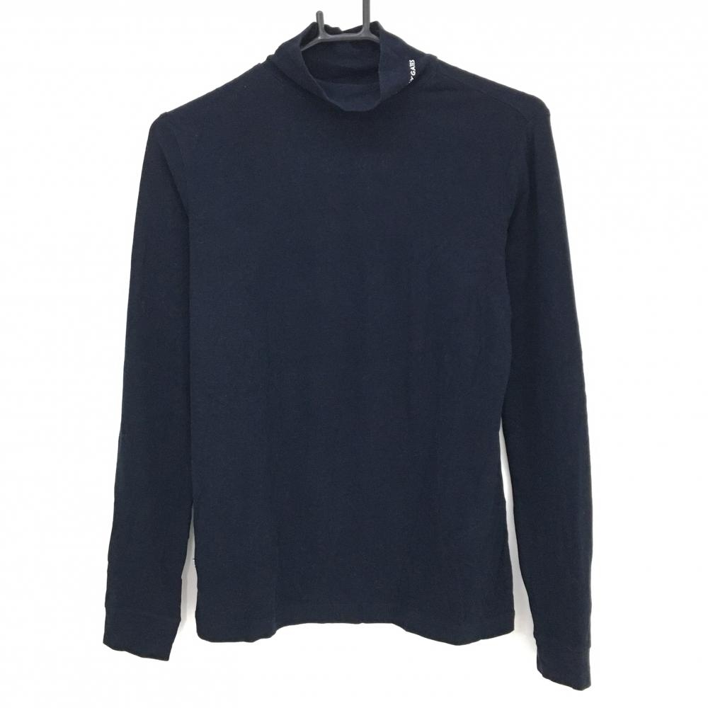 【美品】パーリーゲイツ 長袖ハイネックシャツ ダークネイビー 微起毛素材 レディース 1(M) ゴルフウェア PEARLY GATES