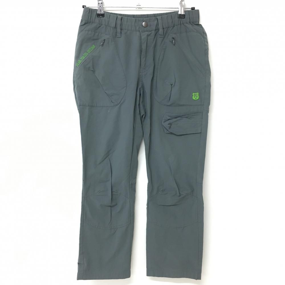 【美品】パーリーゲイツ パンツ グレー×グリーン ウエストゴム 複数ポケット レディース 1(M) ゴルフウェア PEARLY GATES 画像