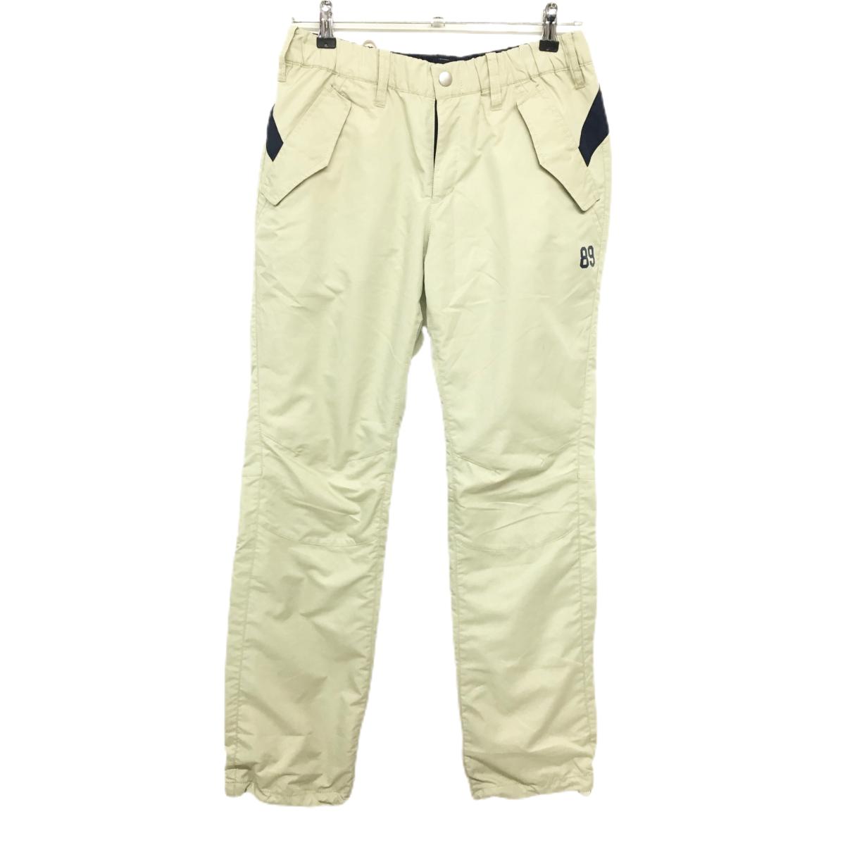 パーリーゲイツ パンツ ベージュ系×ネイビー 裾ドローコード 裏地付 レディース 2(L) ゴルフウェア PEARLY GATES