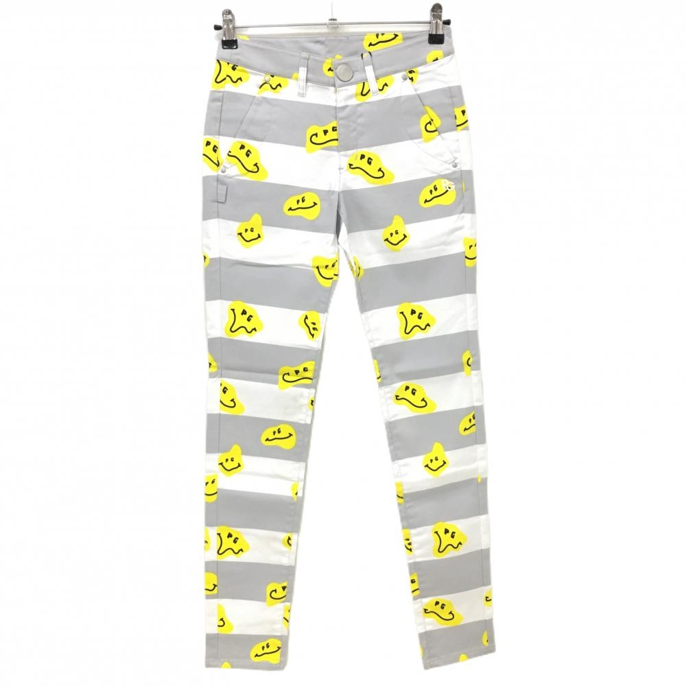 新品】パーリーゲイツ パンツ 白×ネイビー ロゴ刺しゅう